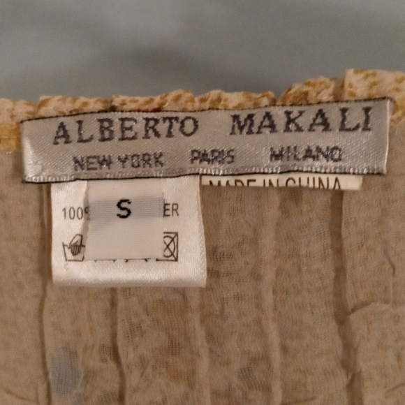 Alberto Makali Silky Soft Shimmery Beaded Patchwork Boho Stretch Blouse - Picture 6 of 9